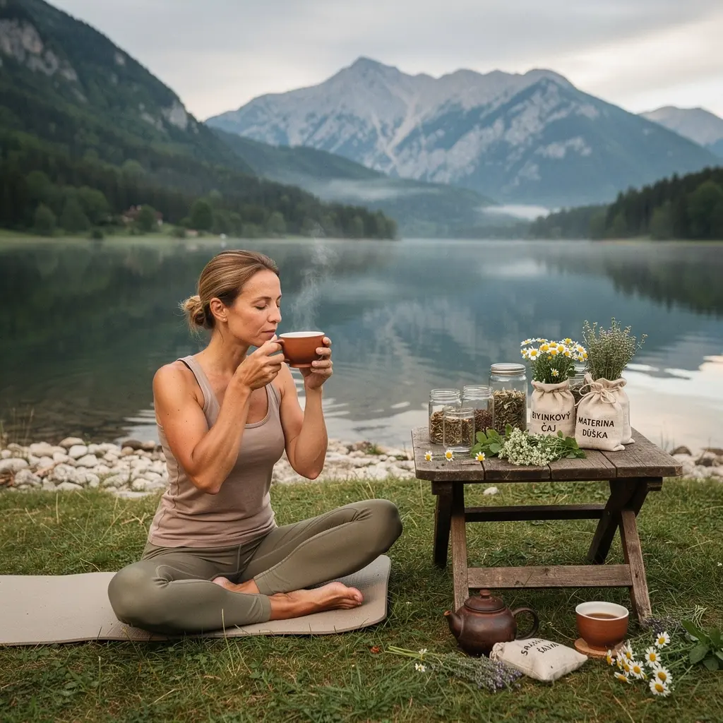 Detail na sušené kvety a bylinky usporiadané v sklenenej nádobe.